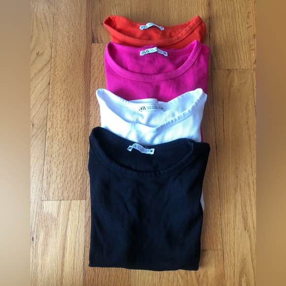 Tops - (4) Zara ribbed short sleeve t shirts